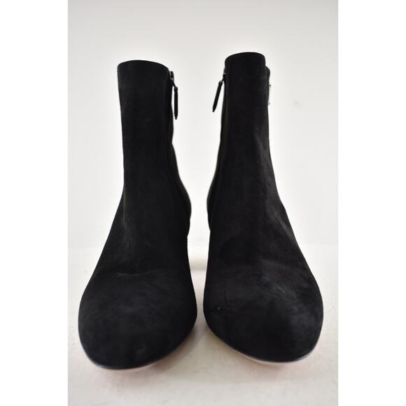 Prada 55MM Tronch Black Suede Silver Logo Short Ankle Block Heel Bootie 38.5 - Picture 6 of 11